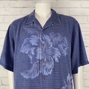 Tommy Bahama Shirt Men's Size XL Hawaiian Camp Shirt 100% Silk Floral Hibiscus
